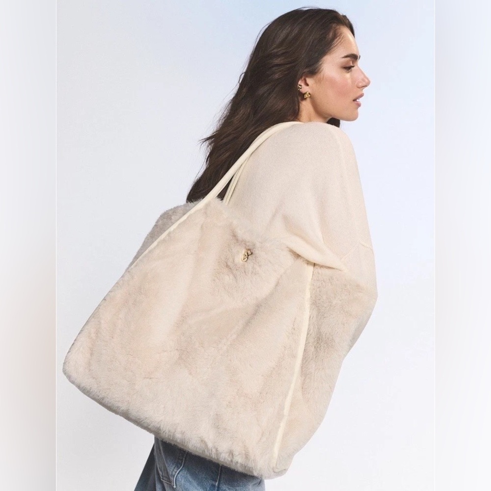 Victorias Secret Cream Fur Tote Bag